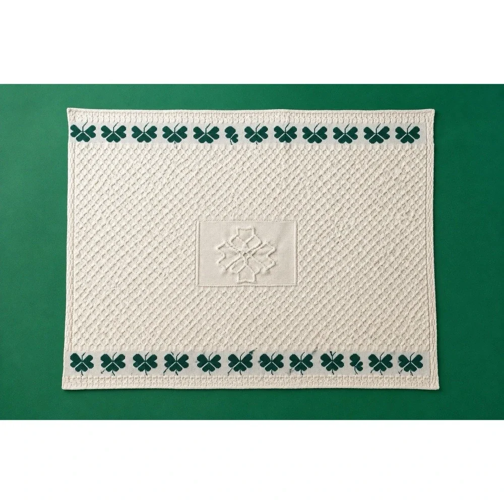 Aran Sweater Market Throw Irish Merino Wool Blanket Shamrock 60